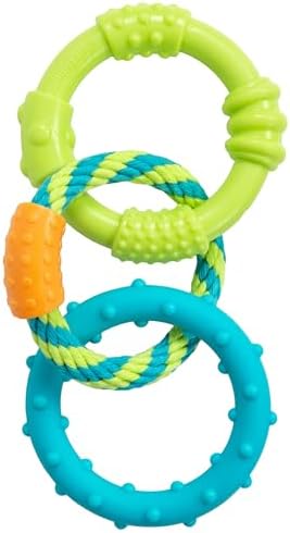 Pupstages Dental Links Dog Chew Toy, Textured Rings & Woven Rope, 8.5"