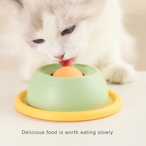 Focket Dog Lick Bowl with Ball, Interactive Slow Feeder Dog Bowls, Licking Bowl with Rolling Ball, Treat Dispenser for Liquid Treats for Large Medium Small Dogs and Cats (Green)