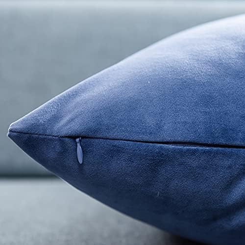 16x24 Pillow Covers Set of 2 Decorative Velvet Throw Pillow Covers,Blue | Luxury Soft Cushion Covers with Invisible Zipper for Couch Sofa Bed Living Room Bedroom Home Decor