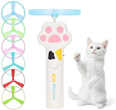 Cat Chase Fetch Toy Rechargeable Disc Launcher with 6 Fly Spinners