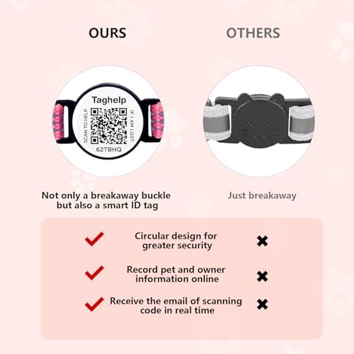 Kitten Collars with Bell & QR Code Name Tag - Breakaway Reflective Cat Collar with Personalized Smart ID Tag, Ultra-Durable & Adjustable Quick Release Design - Fits Most Cats (Blue)