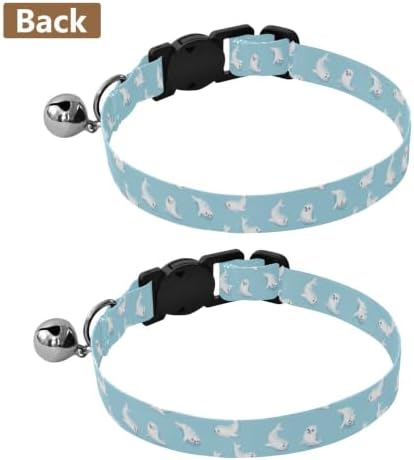 Cute White Seals Blue Kitten Collars 2 Pack Lightweight Small Dog Collar Adjustable 10.6 to 17.1 Inches
