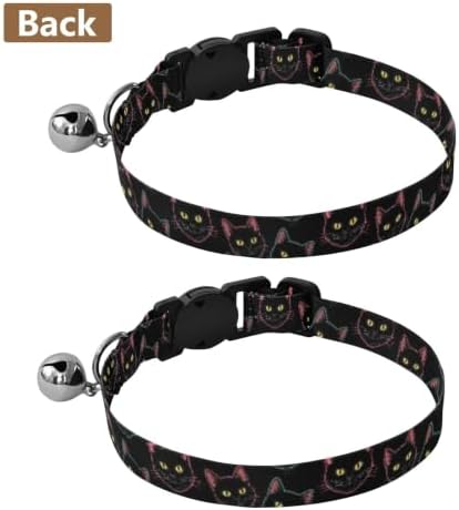 2 Pack Small Dog Collar Black Cat Eyes Bell Collar for Small Dogs, Adjustable Length 10.6" to 17.1"