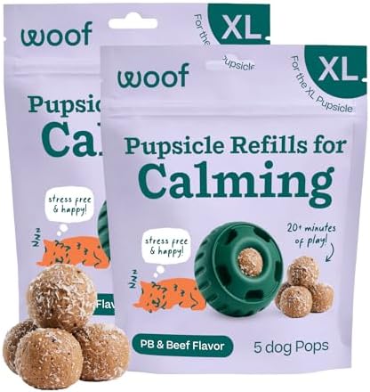 WOOF Pupsicle Refill Pops for Calming - Long-Lasting Refills for The Pupsicle Toy to Promote Calm - Calming Dog Treats - Magnesium for Dogs- XL Pops - 5 Count - 2 Pack