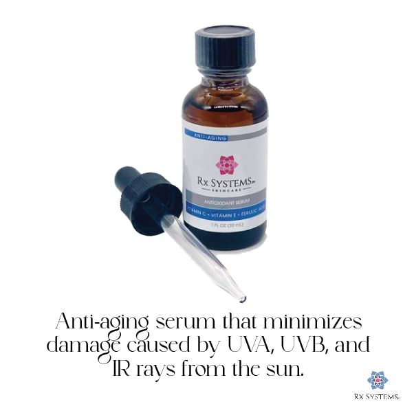 Antioxidant Serum C - 20% Vitamin C Face Serum for Glowing Skin, Anti-Aging, UV Protection - Brightens Skin, Helps Blemishes - RX Systems PF