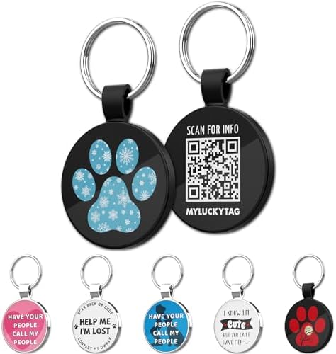 MYLUCKYTAG QR Code Pet ID | Personalized Dog & Cat Collar Tag | Online Profile with Instant Scanned Location Alert Email