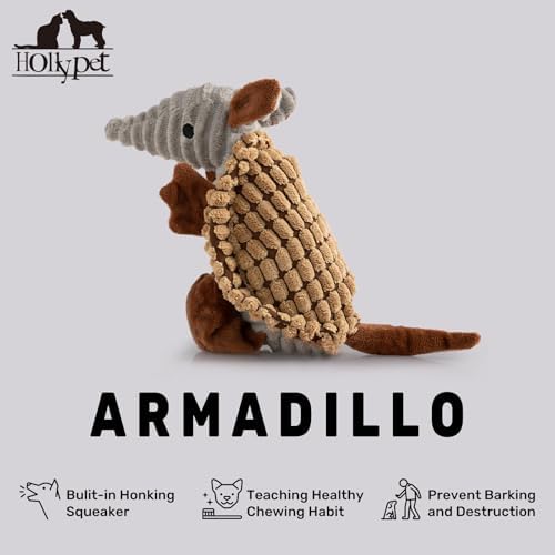 Hollypet Armadillo Squeaky Puppy Dog Toys for Small Medium Dogs, 8"