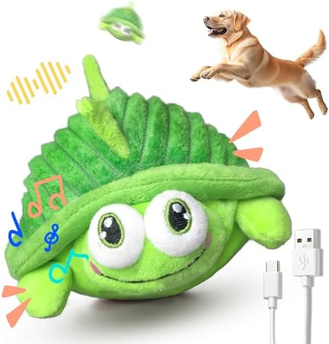 GUKCO Interactive Moving Dog Toys to Keep Dogs Engaged (Turtle) | Plush Toy with Bouncing Ball, Music & Recording | Rechargeable Self-Play Toy for Small, Medium & Large Dogs