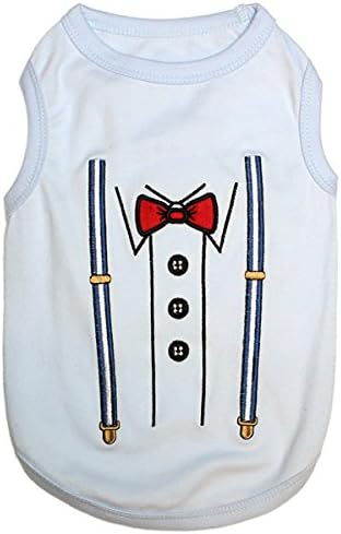 Parisian Pet Dog Shirt – 100% Cotton Bow Tie Shirts for Small Dogs – Sleeveless Puppy Clothes – Lightweight and Breathable Pet Apparel – Formal Tuxedo Boy Dog Clothes - Stretchy T Shirts for Dogs