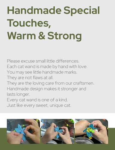 Artisan-Crafted BloomPlay Cat Wand Toy, Colorful Interactive Teaser with Storage, Durable & Bite-Resistant, Aesthetic Cat Toy for Indoor Cats