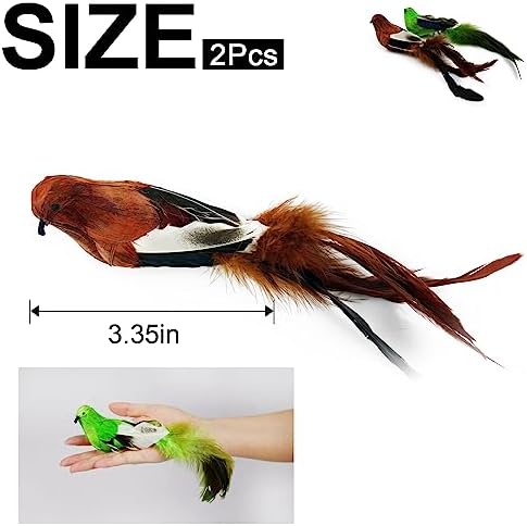 TTcat 2 Pack Realistic Bird Cat Toys, Natural Feather Simulated Bird Kitten Interactive Hunting Play Toy, Lightweight Indoor Cat Exercise Toy for Indoor Cats and Kitten.