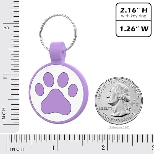 QR Code Cat Tag, Modifiable Online Profile, Multiple Emergency Contact, Silicone Cat Tag, Lightweight, Waterproof, No Jinging, Collar Accessories (Medium to Large Breeds - 1.25", Purple)