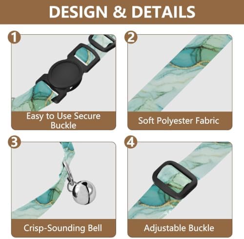 Watercolor Marble Teal Small Dog Collar 2 Pack Adjustable Pet Collar Length 10.6" to 17.1"