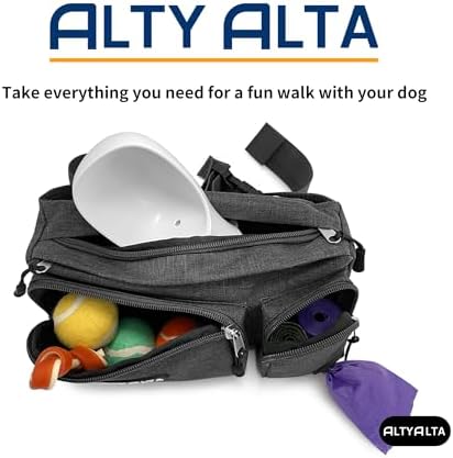 EZ Dog Walking Fanny Pack, Dog Training Treat Pouch, Easy for Walking with Dogs, Belt Bag with 6 Pockets and Waste Bag Dispenser