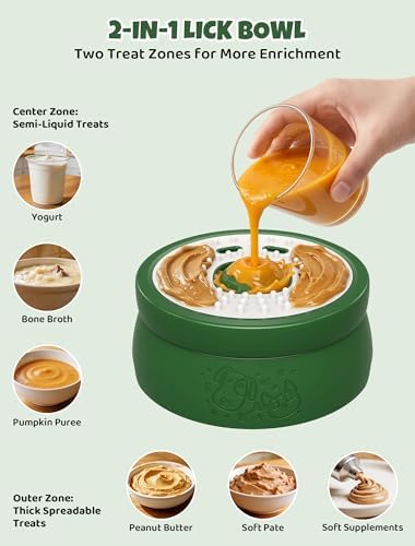 ORDORA Slow Feeder Dog Lick Bowl with Rolling Ball for Liquids and Spreads