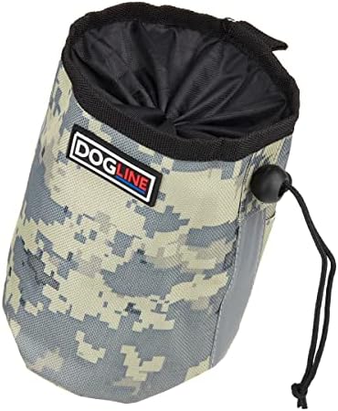 Dogline Dog Treat Pouch: Puppy Training Bag, Pet Kibbles and Snacks Holder, Litter Waste Bags Dispenser with Adjustable Drawstring Closure, Large Capacity with Mesh Pocket, Strong Nylon Material