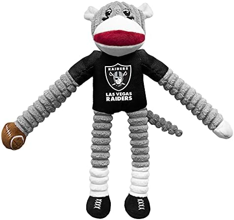 Littlearth NFL Oakland Raiders Sock Monkey Pet Toy, Team Color, One Size