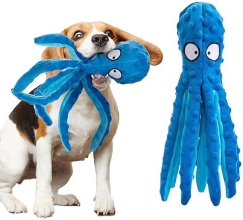 Alphatool Squeaky Dog Toys, Soft Plush Octopus Crinkle Toys, 1pc