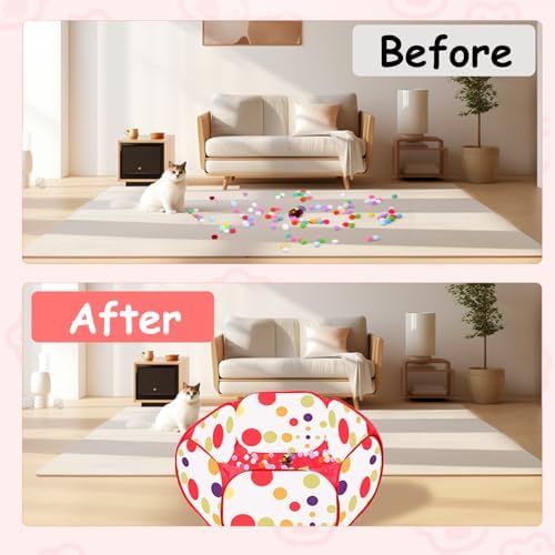 Cat Ball Pit for Cats, 226 Pcs Interactive Cat Toys for Indoor Kittens, Red