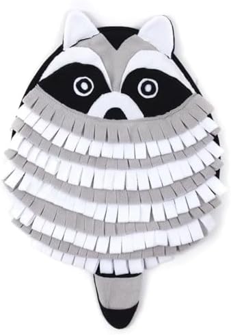 Pet Snuffle Mat Dog Foraging Food Mats Interactive Feeding Puzzle Toy Animal Design Fleece Slow Feeder Treat Dispenser for Dogs Rabbits Guinea Pigs (Raccoon)