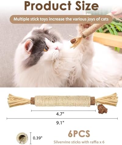 Tocirelo Silvervine Sticks for Cats, Natural Cat Chew Toy Teeth Cleaning