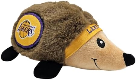 NBA Los Angeles Lakers Plush Hedgehog Toy for Dogs & Cats, Cool Soft Pet Toy for Fun and Interactive Play, Dog Chew Toy with Squeaker, Licensed Hot Pet Toy