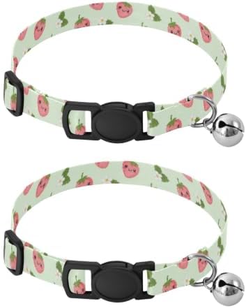 Cute Strawberries Smiling Kitten Collar 2 Pack Collar for Puppy Adjustable 10.6 to 17.1 Inches