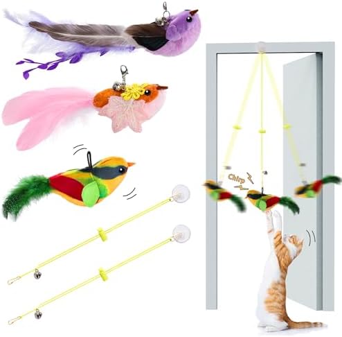 3PCS Hanging Bird Cat Toy for Indoor Cats