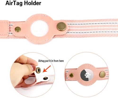 Airtag Dog Collar,Reflective Collar with Airtag Holder for Large Dogs(Blue)