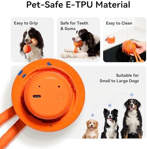 Cheerble Smart Interactive Dog Toy, Wicked Ball Rolly, Automatic Moving, Bouncing, Rotating, E-TPU Material, with Rope & Barks Sound Active Rolling Interactive Dog Ball for Medium and Large Dogs