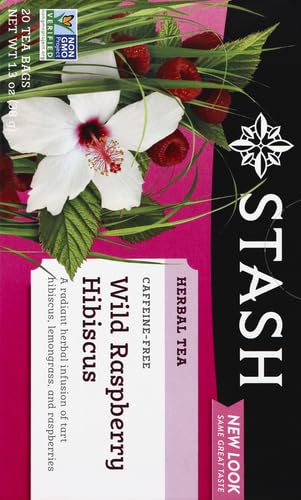 Stash Tea Wild Raspberry Hibiscus tea - 20 Count (Pack of 2)