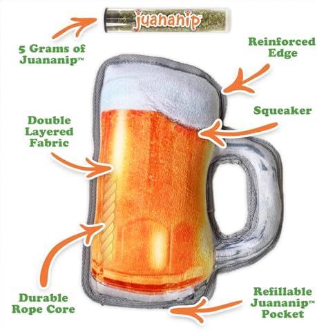Doggijuana Mini P & Beer Bundle | Squeaky Refillable Plush Toy, 2 Pack