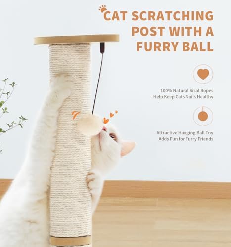 Made4Pets Cat Scratching Post for Indoor Cats with Ball Track 23.4"