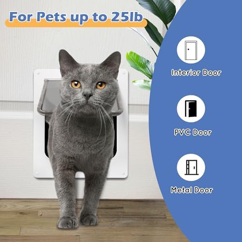 Wordcam X-Large Robust Cat Door for Interior/Exterior, Up to 25 lbs, White