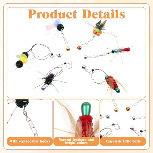 6 Pcs Cat Wand Attachments, Cute Simulation Insect Cat Wand Toys