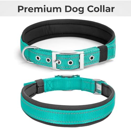 Reflective Dog Collar for Large Dogs Wide Padding 6 Holes Adjusta