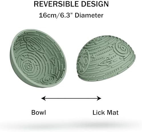 OHMO Slow Feeder Bowl & Lick Mat for Dogs, Galaxy Design, 6.3", Sage Green