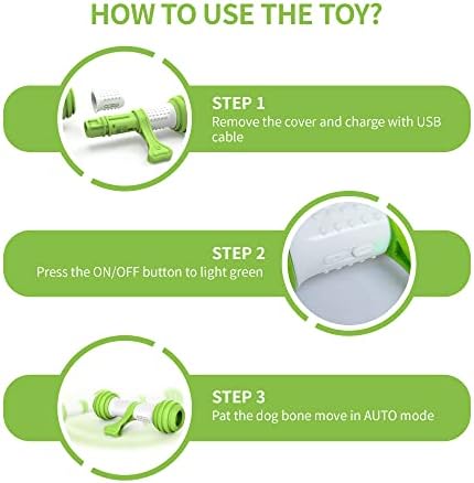 PETGEEK Interactive Dog Toys, Motion Activated Electronic Dog Toy Interactive Dog Bone Toys for Medium Large Dogs, USB Rechargeable Automatic Dog Toy for Boredom and Stimulating (Green)