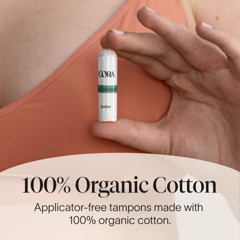 Cora Organic Cotton Non-Applicator Tampons Multipack (18 Super, 18 Super Plus Non-Applicator Tampons)