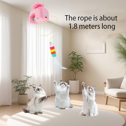 Smart Interactive Teaser Auto Retractable Hanging Door Mounted Entertainment for Active Felines Fitness Hanging Door Puss Teaser