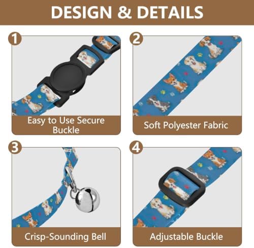 Cute Cartoon Dogs Cats Collar 2 Pack Soft Cat Collar Adjustable 10.6 to 17.1 Inches