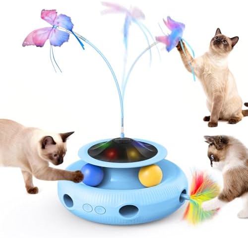 Pawtners Cat Toys, Automatic Interactive Kitten Toys for Indoor Cats, Blue