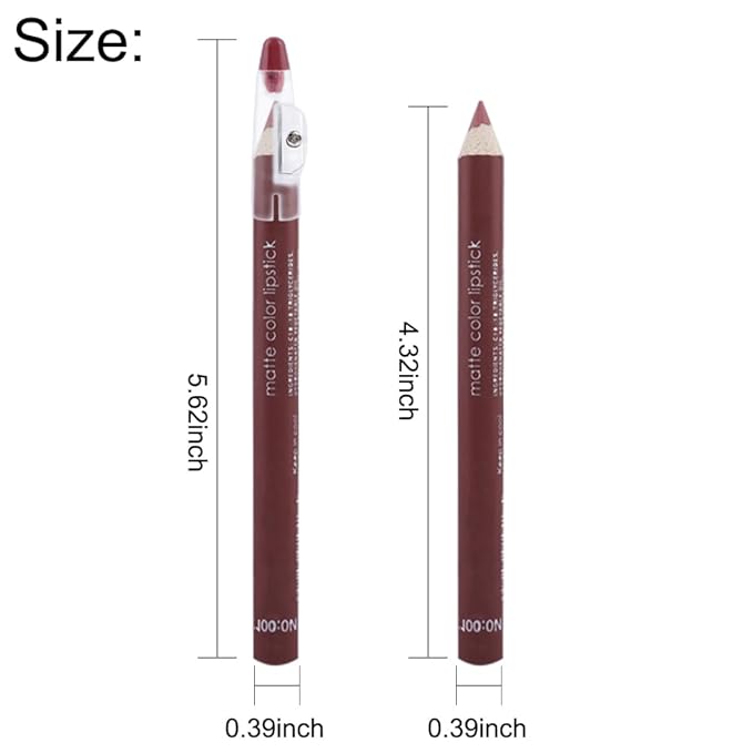 12 Pcs Colors Lip Liner Lipstick Pencils Set Pack for Shaping & Sculpting Lips, Natural Maroon Orange Mauve Dark Red Nude Chocolate Plum Matte Pigmented Lipliners Crayon Lipstick with Pencil Sharper