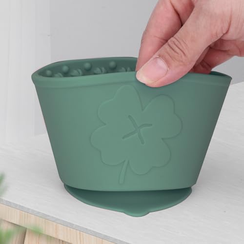 Silicone Lick Bowl for Dogs ，Freeze Bowl for Dogs with Suction Cups for Dog Anxiety Relief,Interactive Dog Puzzle Toy(Dark Green)