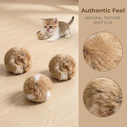 3pcs Rabbit Fur Ball Cat Toy, Soft Fur Fluffy Catnip Toy Ball, Fluffy Catnip Toy Ball, Washable, Chasing Fun, Kickball and Games, Suitable for Indoor Sports