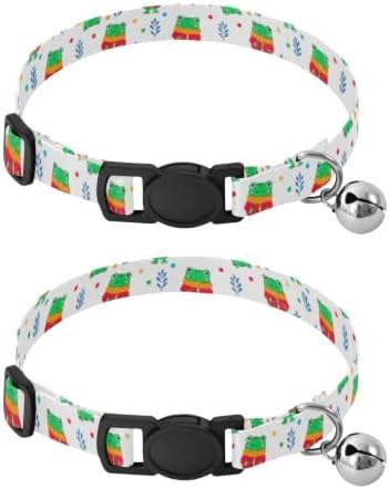 Green Frogs Orange Scarves Lightweight Pet Collar for Cats and Dogs, 2 Pack Cat Bell Collar