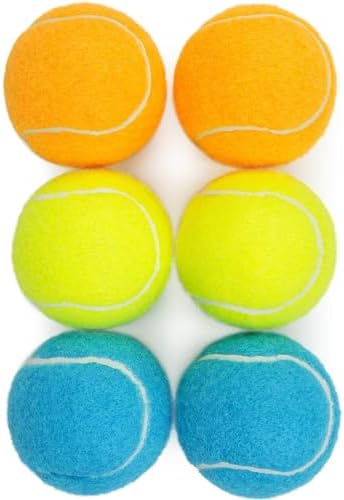 PrimePets Tennis Balls for Dogs 6 Pack 2.5”, Durable Dog Toys for Training, Fetch & Outdoor Play, Squeaky Balls for Dogs Small and Medium with High Bounce, Interactive Pet Fetch Ball