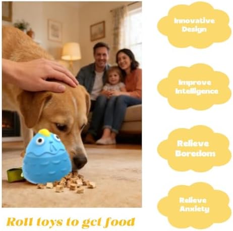 Interactive Dog Treat Dispensing Toy, Natural Rubber Chicken Design with Built-in Sound Generator, Slow Feeder Puzzle Toy for Aggressive Chewers, Teeth Cleaning for Small Medium Large Dogs (Yellow)