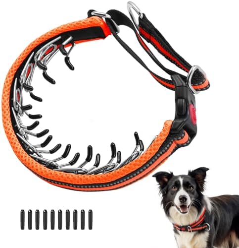 Martingale No Pull Dog Collar for Large Medium Small Dogs, Heavy Duty Nylon Adjustable Reflective Anti Pull Slip Collar with Buckle for Training Walking Hunting S Orange