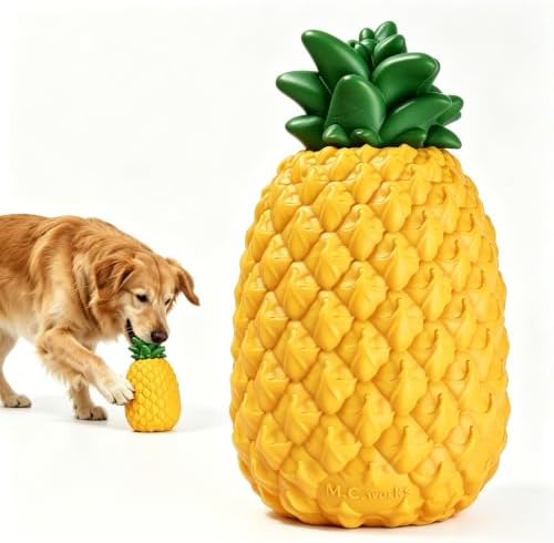 M.C.works Freezable Pineapple Aggressive Chewers Toy - Treat Dispenser
